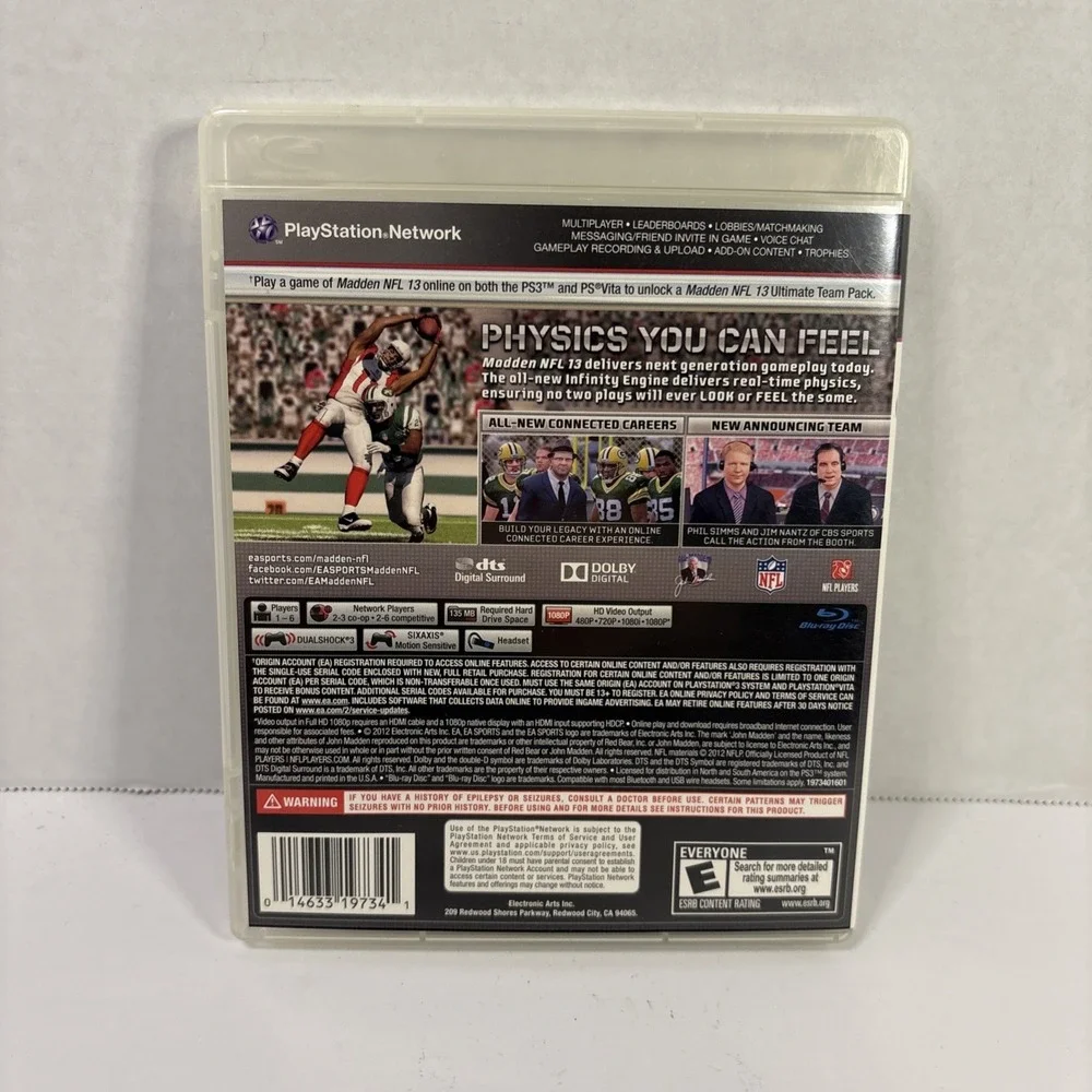 EA Sports Madden NFL 13 Sony PlayStation 3 PS3 Football Game Complete CIB